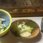 しゃくなげ荘 - 前菜♪(中央が雪うるい！最高でした！)