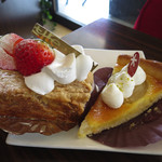 パティスリー シュクレ - （左から）いちごのミルフィーユ、洋梨とマスカルポーネのタルト