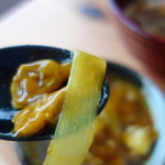 らーめん鴨屋 - カレー南蛮の具三種（鴨、あさり。葱）