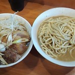 ラーメン二郎 - 大豚つけ麺（あつもり）＋うずら＋ネギ　※コールはニンニク