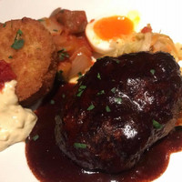 窯焼きステーキ 福田 - 和牛ハンバーグと海老・下仁田ネギのカツレツセット　1800円