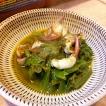 ゆたか - めかぶ、イカのカツオ節煮　　めかぶがゴリッとカタかった