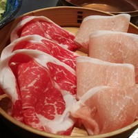 しゃぶしゃぶ 山笑ふ 表参道店 - 2017年1月：ランチAセット(\1500+税)牛肉50g+豚肉50gのしゃぶしゃぶ