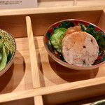 きなり - 豆皿いろいろおつまみ盛り 九種から、あん肝。