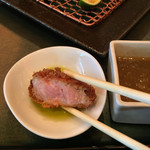 とんかつ マンジェ - オリーブオイルをつけていただき(^^)