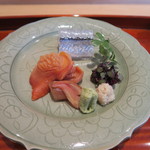 いち太 - 29年3月　お造り　神奈川細魚（カンヌキ）、閖上赤貝