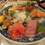 来会楽 - 刺盛：ぶり、平目こぶ〆、ぼたん海老、赤貝、蛸