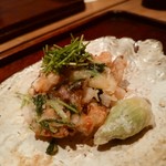 神楽坂 石かわ - すっぽんとお野菜のかき揚げ　ふきのとう