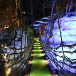 本家伴久 - 夕食会場へは「かずら橋を渡って」