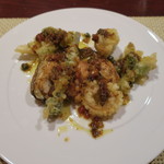 コントワール ミサゴ - 前菜：白子とヤリイカ、牡蠣のムニエル コゴミとフキノトウのフリット 焦がしバターソース1