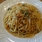 アレコ・レーノ - カボチャとベーコンのクリームパスタ。プラス200円で大盛り