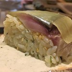 鮓 きずな - 付出し　千葉銚子産 鯖の棒寿司　