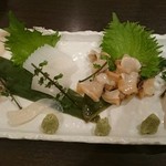 いざかや ほうせいどう - お造り　あおりいか（長崎）・関鯛（大分）・　関いさき（大分）・貝