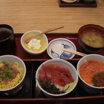 築地食堂　源ちゃん - 海鮮玉手箱　￥１０５０、　マンゴープリン＋１００円