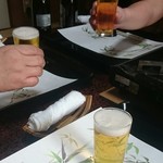 喜久屋寿司 - まずはビールで乾杯