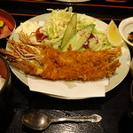 海鮮問屋 村上水産 鮮魚部 - 大エビフライ定食　650円