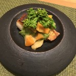 裕の輪 - 甘鯛にキヌタ貝とあげ巻き貝、上に菜の花