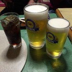 焼肉 はせ川 - 乾杯のビール生中と生大