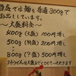 Musashinoudonkomugi - 麺量=普通300g、大盛400g、特盛500g、？盛800g（かけは大盛まで）