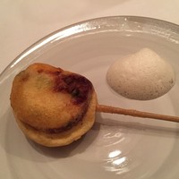フレンチ串揚げ BEIGNET 大阪･ウメシバ - 菜の花とホタテのムース　泡ソースコキヤージュ