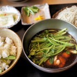 つきじ 文化人 - 鶏芹せいろ＋小松菜飯＝1,230円