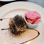 Rans kamakura - フランボワーズのシャーベットとティラミス