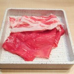 旬菜創作ビュッフェ 露菴 - しゃぶしゃぶのお肉。