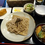 夕桜 - ミニ天丼とそば定食990円と稲荷100円