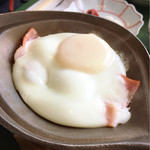 いわない温泉高島旅館 - 有精卵のベーコンエッグ