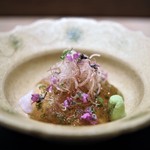 虎白 - お造り　平目　あん肝和え