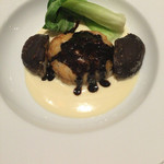 マッシュルーム - 鱈の白子のムニエル 原木椎茸添え 里芋のムースリーヌと熟成バルサミコソース