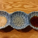 むろまち 加地 - 刺身用　肝ポン酢(？)　煎り酒　醤油