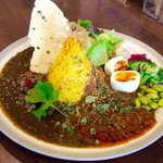 spice＆cafe SidMid - 「2種掛け Wキーマ」(1100円)＋"辛さ大増し"(100円)。