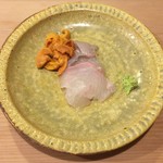 うを徳 - 明石 平目 + 函館 雲丹