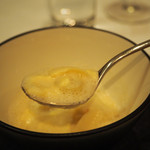 La Chic - ホワイトアスパラのヴルーテ ヴォーフォールのラビオリ　桜海老のエキューム