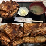 レストハウスかしわ - 炭火焼き豚丼(味噌汁・漬け物)980円