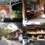HOTEL TAMAN AGUNG BEACH INN - 左上・空港　右上・ホテルロビー　左下・客室への通路　右下・フロント建物
