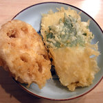 天ぷら　安住 - レンコンとシソ巻きイカ 2011.01.11