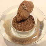 ラ・リューン - メニューＡ 2625円 の牛蒡パウダーの紅あずまを使った甘いお芋　乾燥させたお芋のパウダー添え