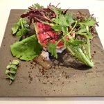 ラ・リューン - メニューＡ 2625円 のズワイ蟹と里芋のサラダ グレープフルーツのジュレ マジュラム風味