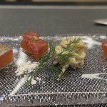 あもん ヨコ - ３種のスモークサーモン　ズームアップ