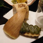 嵯峨沢館 - 筍木の芽田楽焼き・稲荷寿司