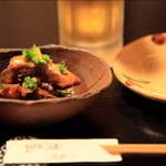 京舞鶴 池屋 - 本日の付け出しは「ブリのあら炊き」でした。BEERにピッタリな味付けです。