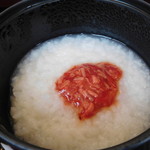 嵯峨沢館 - 朝粥（自家製梅肉なめたけ）