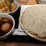 稲庭うどんとめし 金子半之助 - 稲庭鶏つくねうどん(冷)と天丼　金子半之助の天ばら飯(17-03)