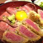 牛カツ＆ローストビーフ丼