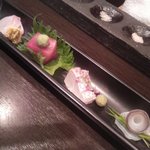 天ぷら　酒菜　醍醐 - お造り・・しょうゆとポン酢で