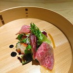 肉屋 雪月花 NAGOYA - 飛騨牛はねした生ハム・秋の果実と共に