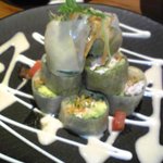 焼酎 泡盛　豚の大地 - チキンとアボガドの生春巻き