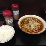 そばよし - かけそば 290円(税込)+半ライス 90円